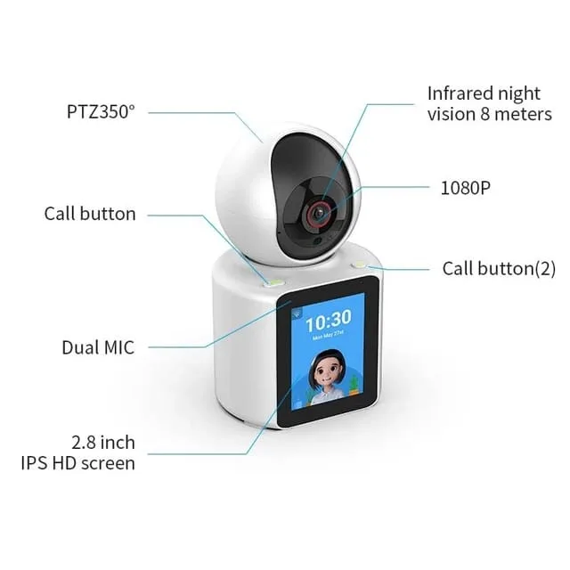 C30 Video Calling Wifi Smart Camera 2.8 Inch IPS Screen FHD 1080P One-Key Call - Image 2