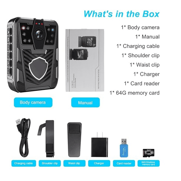 1080P Sports Body Camera with SD Card Slot, Shoulder & Waist Clip,11H Record for, Sports, Black - Image 3