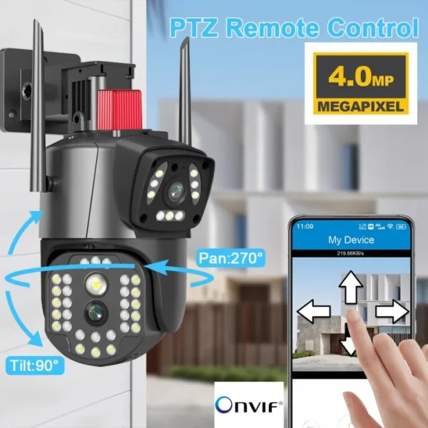 V10 Siren 2MP Dual Lens PTZ IP Camera – Smart Security with Ultra HD Clarity - Image 2