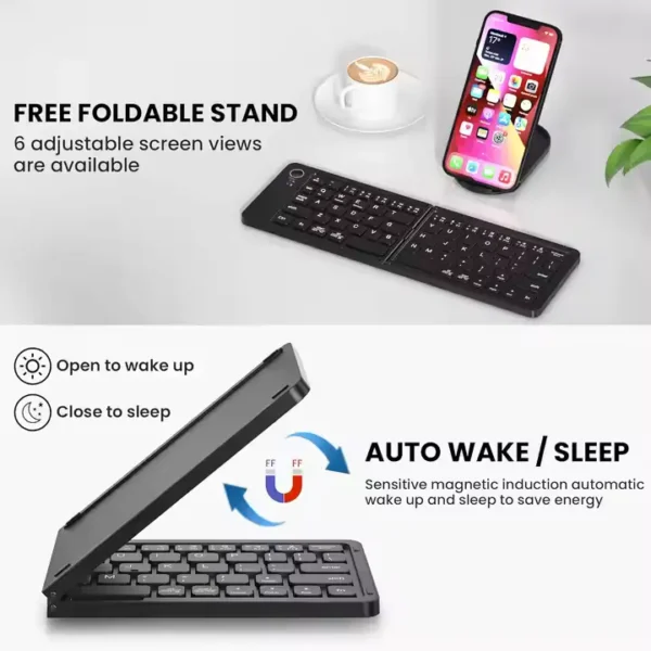 B023 11-inch Foldable & Rechargeable Bluetooth Keyboard - Image 4