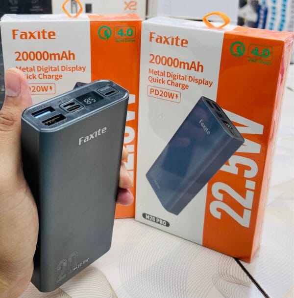 Faxite M20 Pro 20000mAh 22.5W Metal Digital Display Quick Charge 4.0 Power Bank - Image 3