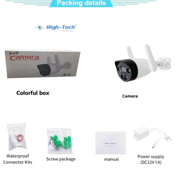 Bullet HD 1080P Full-Color WiFi Security Camera – IP66 Waterproof & Wireless CCTV - V380 APP - Image 2