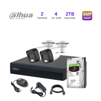 2 HD CCTV Cameras Package | 5MP Outdoor security camera system | Dahua