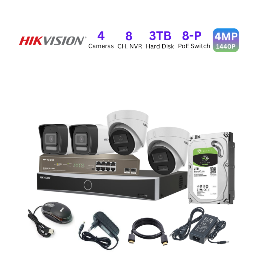 4 FHD IP Cameras Package | 4MP Network Security System | Hikvision ...