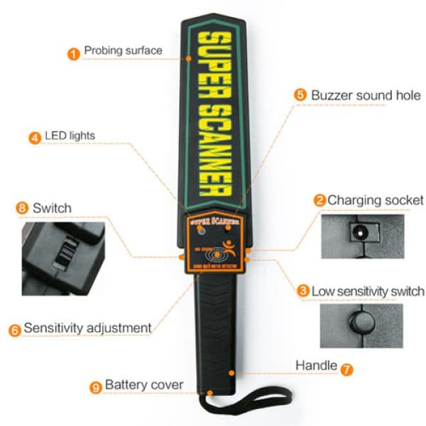 Super Scanner MD-3003B1 Hand Held Metal Detectors, Portable Light-Weight Security Scanner - Image 2