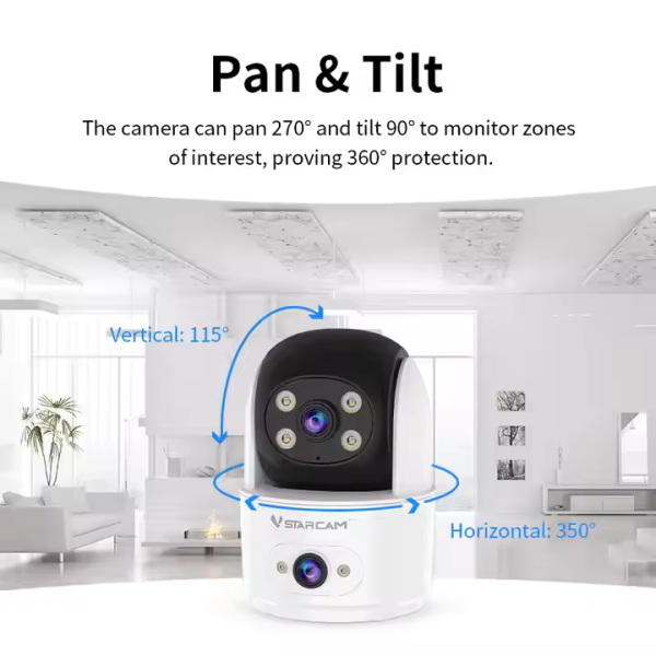 VStarcam CS996DR Dual-Lens 6MP (3MP+3MP) Indoor WiFi PT Smart Camera with Two-Way Audio – Wireless CCTV Security Camera - Image 4