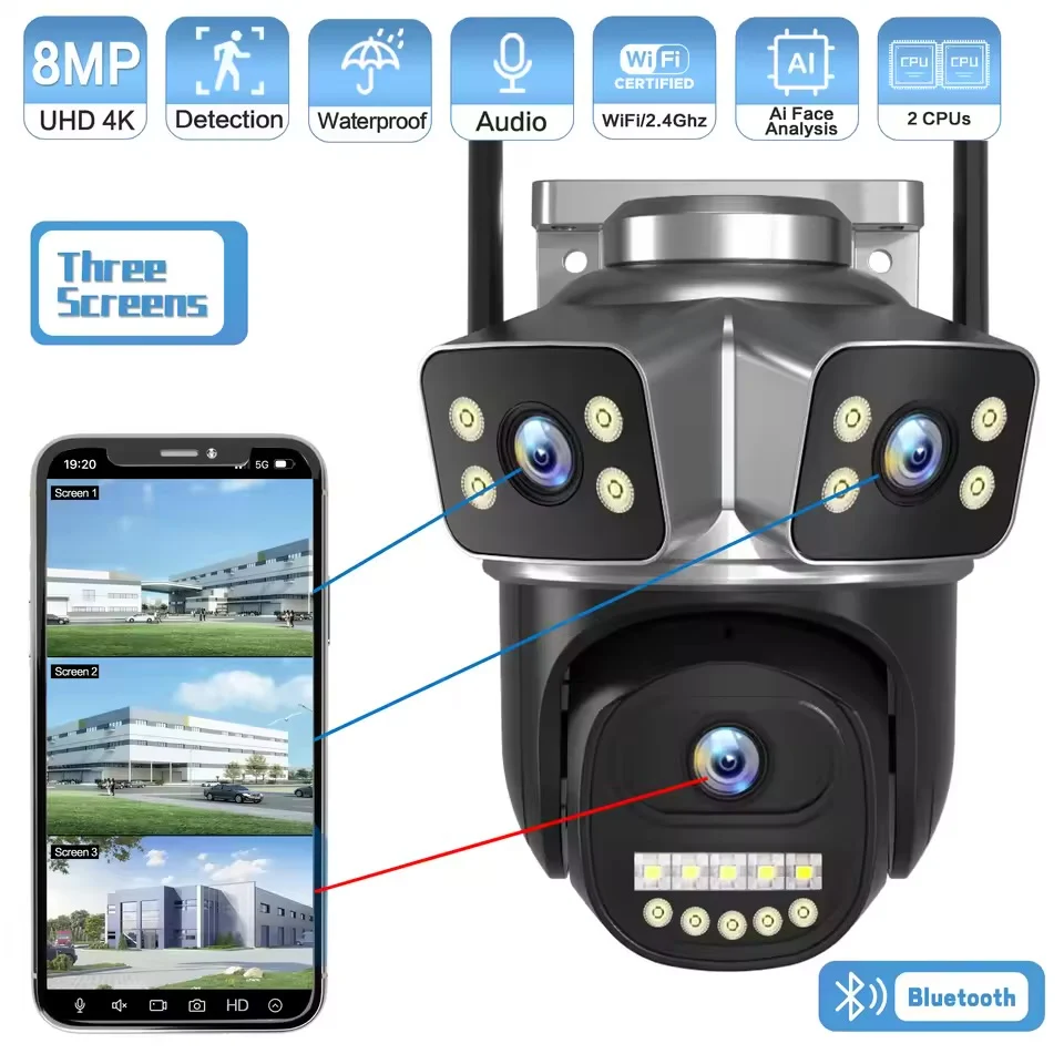 9MP Triple Lens V380 Pro WiFi Security Camera – Outdoor Waterproof CCTV Camera with 10X Zoom & AI Tracking - Image 2