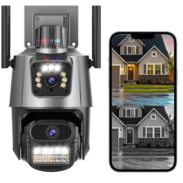 4G Dual Lens PTZ Camera — 4MP (2MP+2MP) Outdoor Security Camera with Red & Blue Warning Lights and Two-Way Audio - Image 2