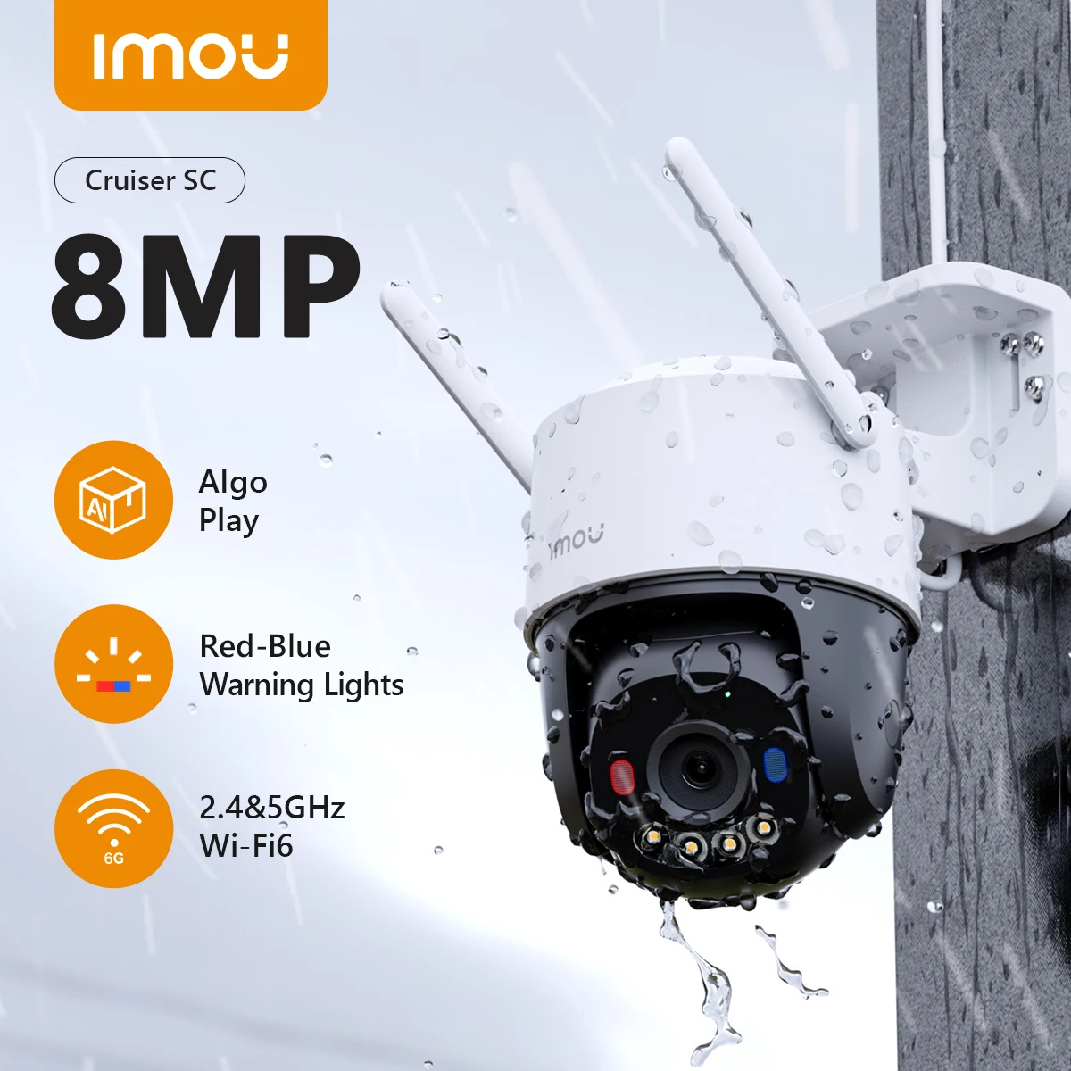 IMOU Cruiser SC 8MP 4K Outdoor PTZ WiFi IP Camera POE Warning Lights - Image 2
