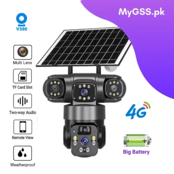 3 Lens 4G Solar Security Camera – 3 View PTZ CCTV - V380 Pro